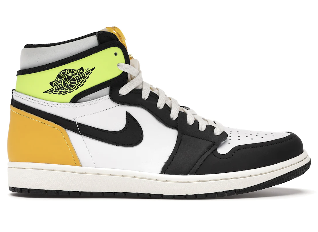 Jordan 1 Retro High White Black Volt University Gold