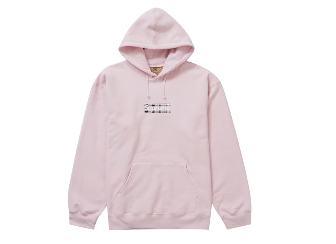Supreme Burberry Box Logo Hooded Sweatshirt Light Pink