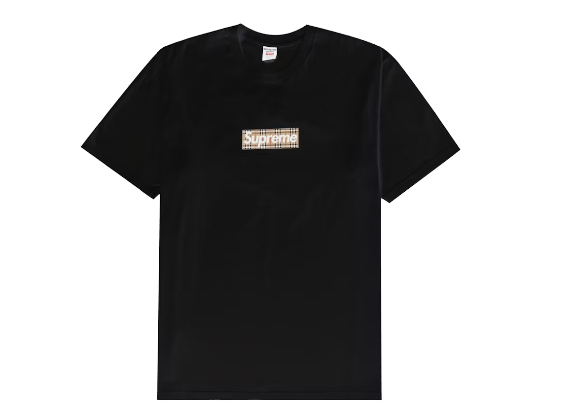 Supreme Burberry Box Logo Tee Black
