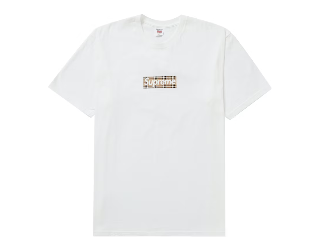 Supreme Burberry Box Logo Tee White