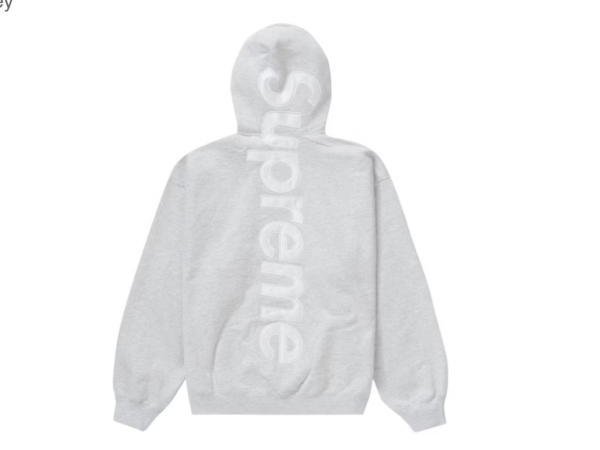 Supreme Satin Appliqué Hooded Sweatshirt (FW23) Ash Grey