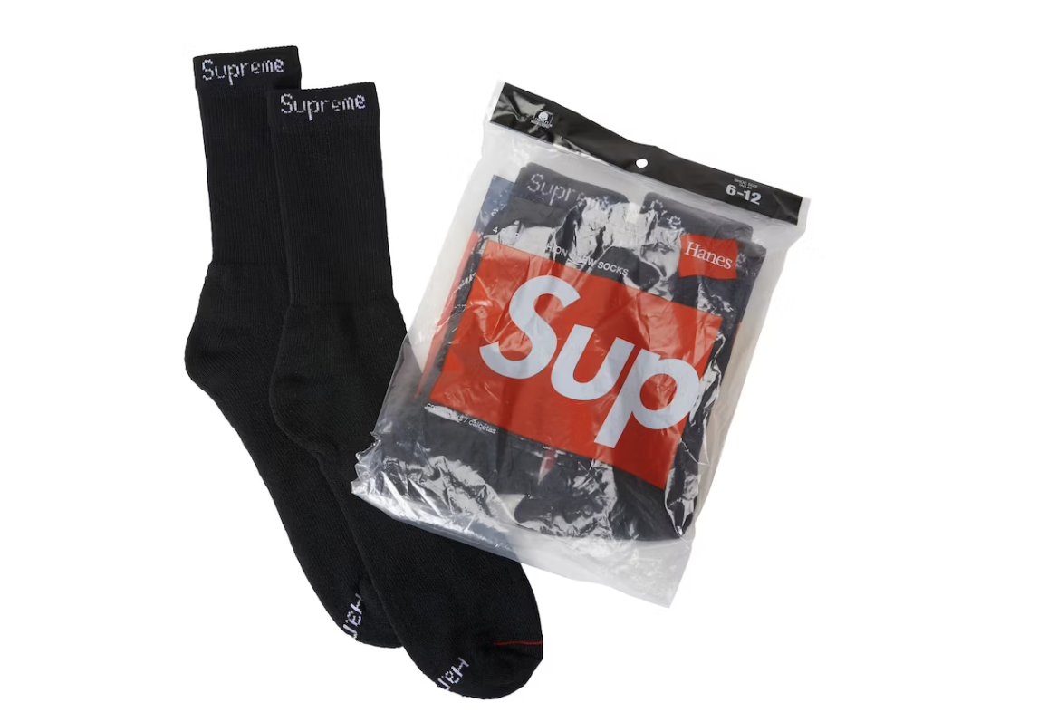 Supreme Hanes Skarpetki Czarne (4 szt)