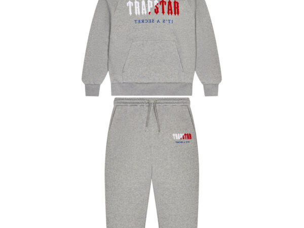 Trapstar Decoded Chenille Hooded Tracksuit Grey Blue Red