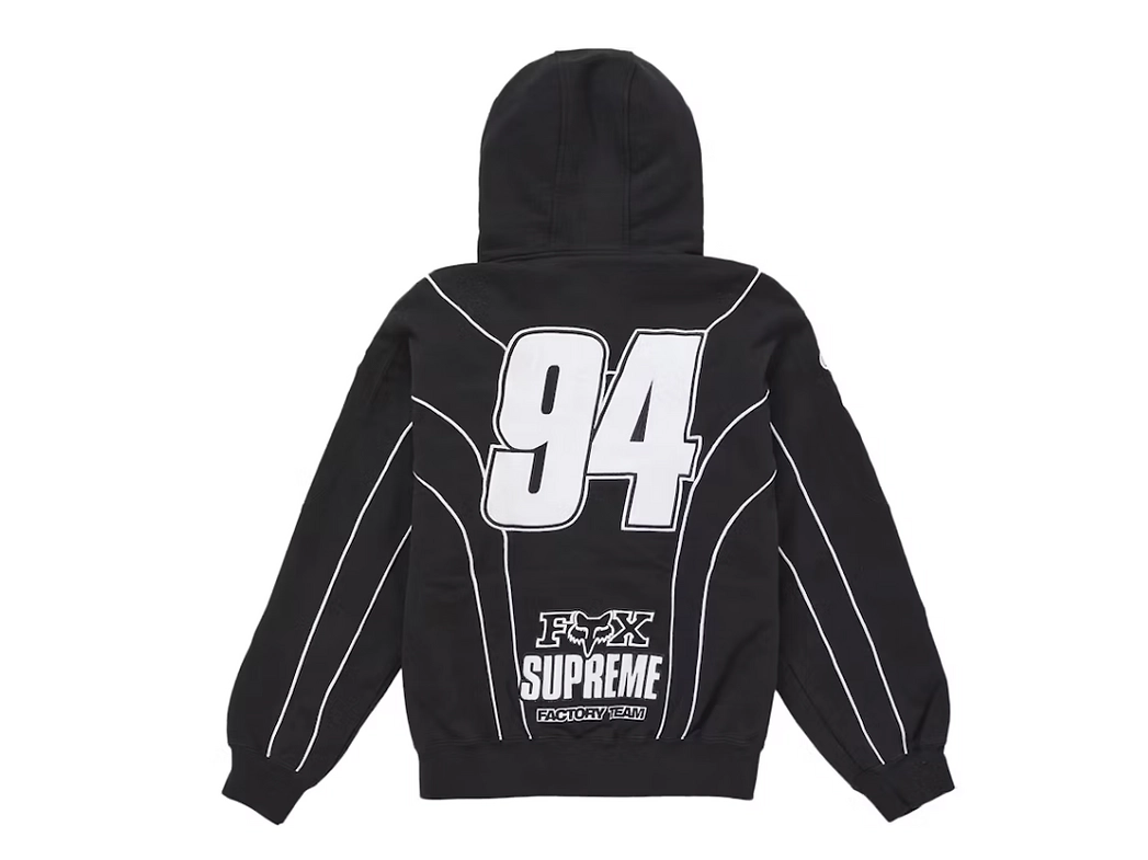 Supreme Fox Racing Zip Up Hooded Sweatshirt Black - obrazek 2
